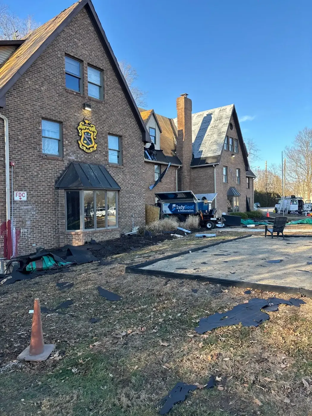 Tarping and dry-in on a Pittsboro commercial roof